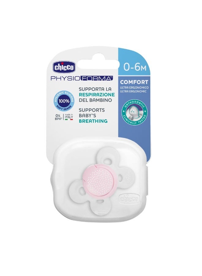 Chicco Physio Comfort Baby Soother with Unique Shape to Support Psychological Breathing, Teether & Pacifier for Newborns, BPA Free, 0-6m (Pink) - Image 3